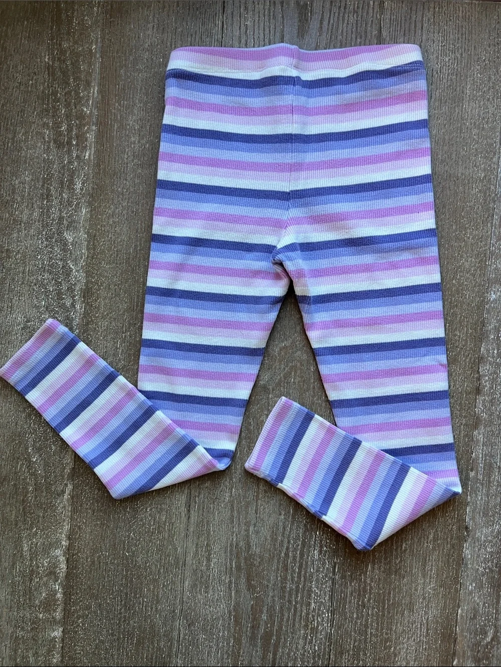 EUC Janie and Jack Striped Ribbed Leggings - Lilac Stripe